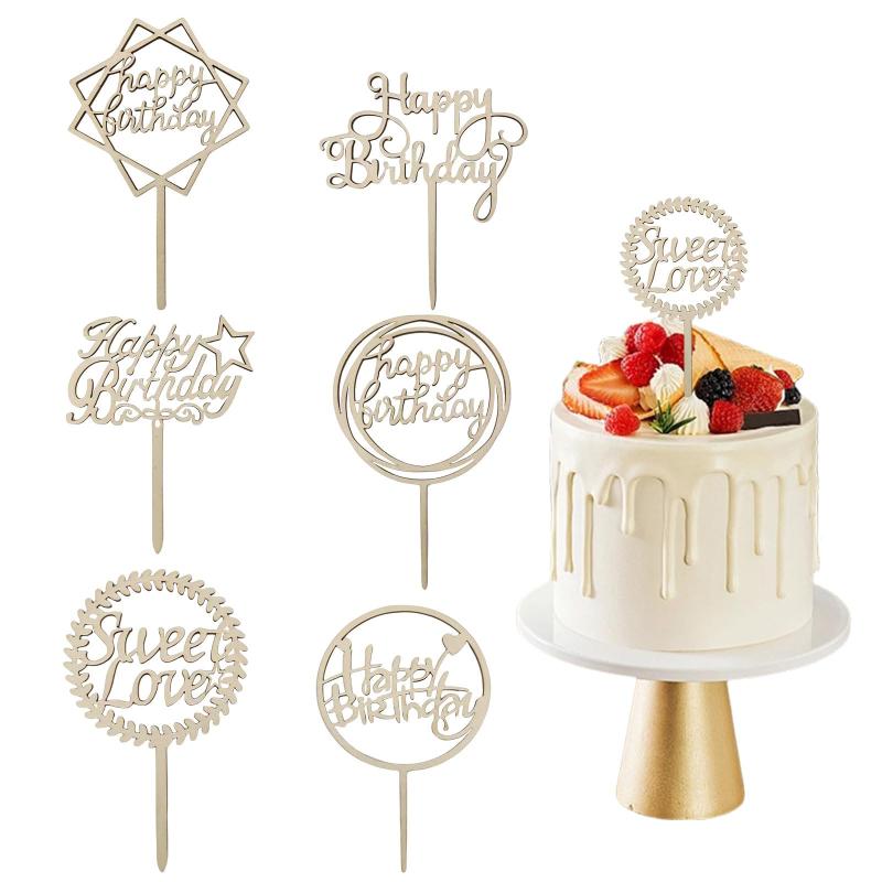 ケーキトッパー one 4枚セット 1歳 誕生日 ケーキ飾り 木製 ケーキ挿入カード ハー...