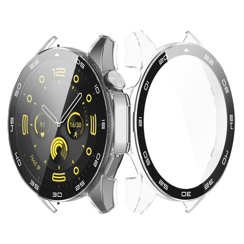 UIUIKA For HUAWEI WATCH GT 4 46mm 専用カバー HUAWEI WATCH GT 4 46mm 保護ケース セット 強化ガラスフィルム+超耐衝撃PCフレーム 落下・衝撃・スクラッチ防止 反射低減 指紋防止 軽量スリム設計