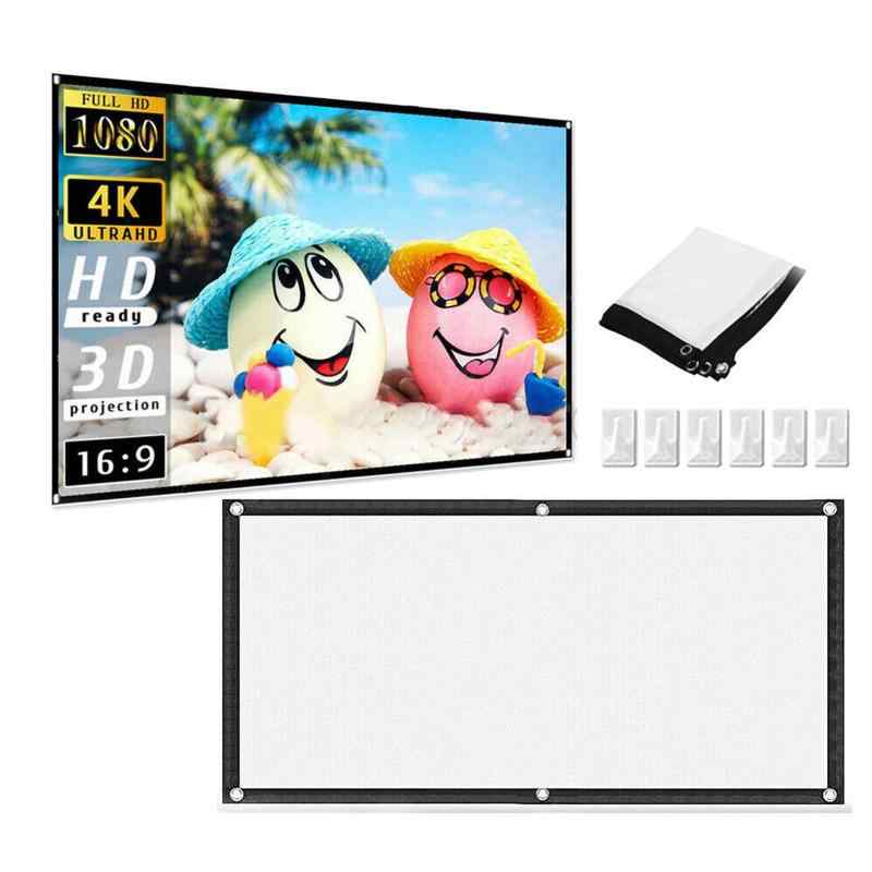 Projector Screens - ポータブルプロジェクタースクリーン、100/120/150インチ16：9 4K hd折りたたみ可能なプロジェクタームービースクリーン、家、パーティー、オフィス、教室のためのしわ防止プロジェクション