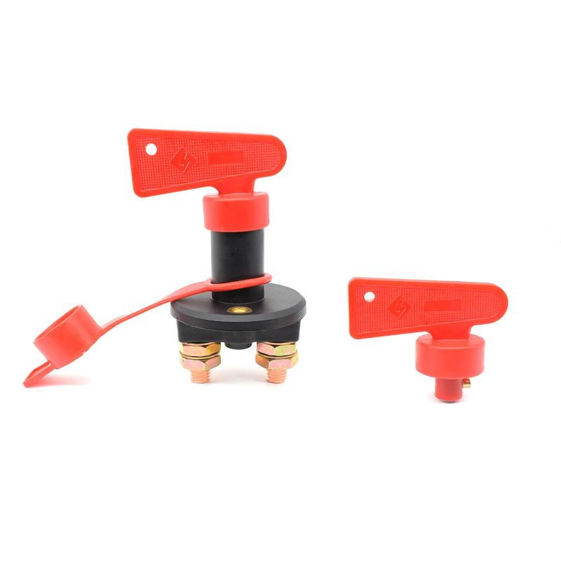 バッテリー キルスイッチ 2極 6V 12V 24V 2穴 バッテリーカットオフスイッチ アイソレーター ハンドルキー2個付き M10 車用 汎用性