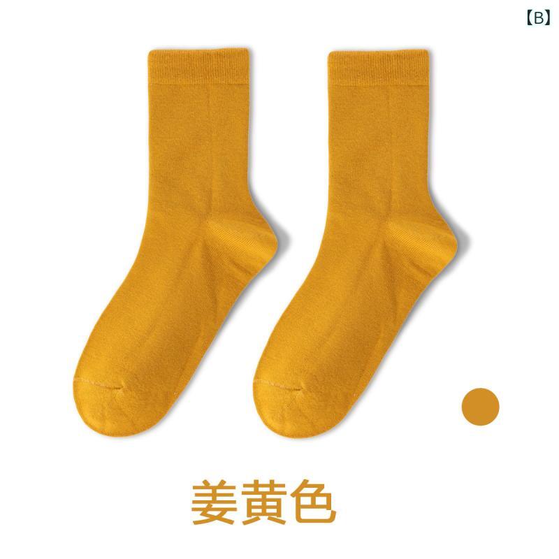 【 5 A 抗菌】 靴下 レディース 秋冬 ミドル ソックス 吸汗 純 色 コットン ソック...