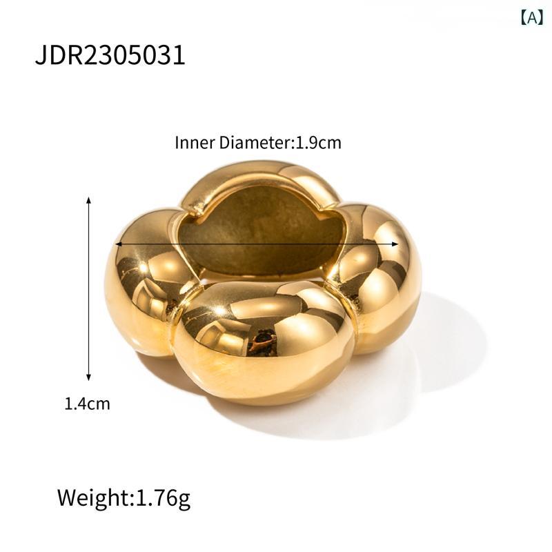 傑 鼎 欧米 アクセサリー 18 k 金 ステンレス 誇張 指輪 高級 感 INS軽 豪華 チタン 鋼 rings 卸売り 女