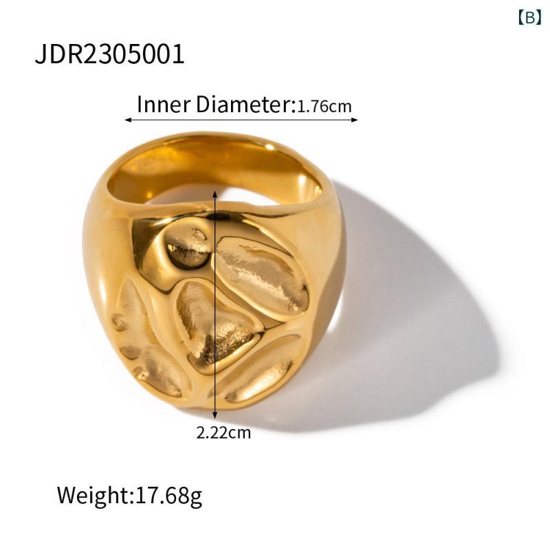 HITOTSUNAGIの傑 鼎 欧米 アクセサリー 18 k 金 ステンレス 誇張 指輪 高級 感 INS軽 豪華 チタン 鋼 rings 卸売り 女｜アングル2