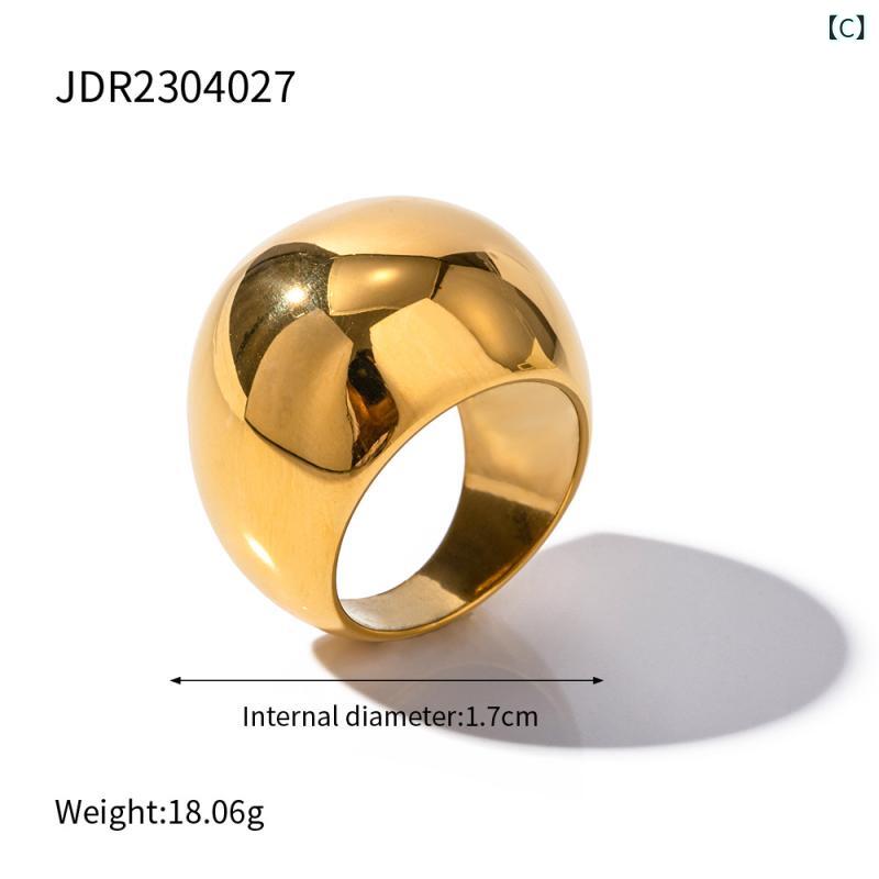 HITOTSUNAGIの傑 鼎 欧米 アクセサリー 18 k 金 ステンレス 誇張 指輪 高級 感 INS軽 豪華 チタン 鋼 rings 卸売り 女｜アングル3