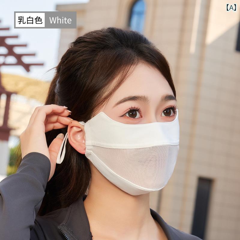 氷 糸の 目の 角の 日焼け 止め マスクの 女性の 薄い タイプの 夏の 日よけの 通気 性の ベールの ランニングの スポーツの マスクは 紫外線を 防ぎます。