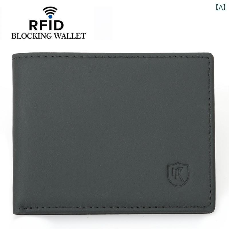 ロシアクロスボーダー 热 い 贩売 盗 难 防止 ブラシ RFID トップ 层 牛革 财布 ファッション 油 ワックス 色 合わせ メンズ 小銭 入れ