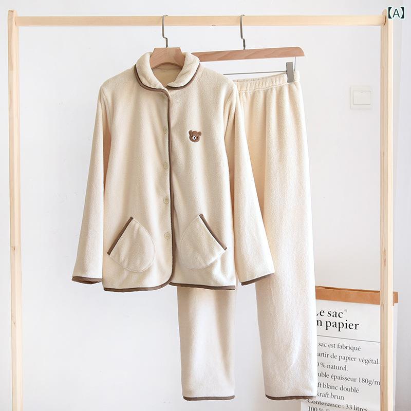 秋冬 カップルの パジャマは 厚い サンゴの 毛の 女性の フランネルの ゆったり した 大きい サイズの 男性の 韓国 版の 家庭 服の スーツを 厚く します。