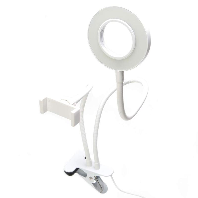 GoodsLand 【 2color 】 スマホ フレキシブル アーム クリップ ホルダー USB給電 LED リングライト 【 3.7インチ - 6.0インチ 】 GD-NIKOSUTA2