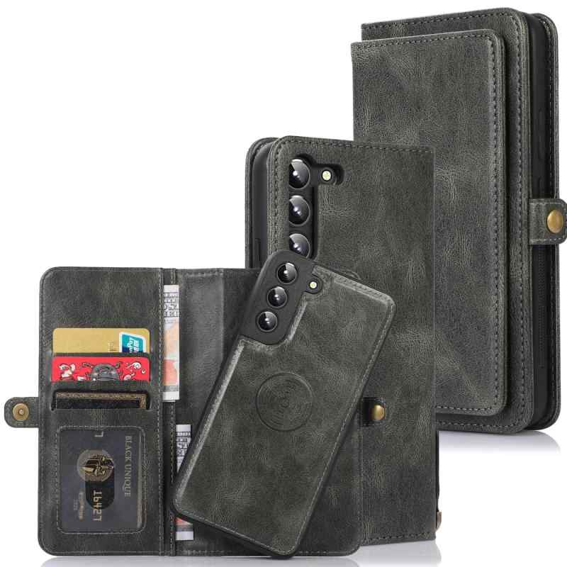 for Galaxy S22 Many Card Slots 2in1 Detachable Wallet Case
