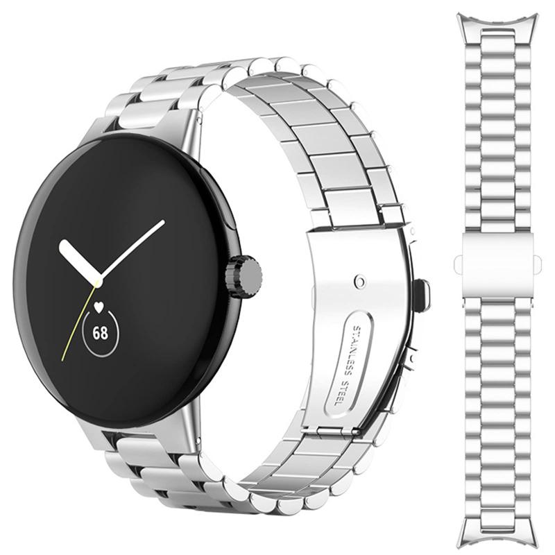 [Miimall] 対応Google Pixel Watch専用 バンド ステンレス Google グーグルPixel Watch 2 2023 Pixel Watch 1 2022 向けの交換バンド 金属 高級ステンレスバンド 調節可能 ビジネス風 Pixel Watch交換バンド（シルバ【対応機種】Google グーグルPixel Watch2 2023/Pixel Watch 1 2022専用フイルム【快適なデザイン】長時間使用の間てバンドは変なにおいが出てきません。本革より耐水性に優れ、清潔もより便利です。肌には摩擦しない、快適な使用感。日常、仕事中にもフィットできます。つけ心地もとても快適です。【おしゃれなデザイン】高級のステンレス作成します。光沢度と高級感があり、肌には摩擦しない、快適な使用感。男も女も通用できるです。【簡単取付｜サイズ】調節することが簡単にできます、調整の問工具を付け。着脱も簡単です。毎日使うのは最適です。無償再送または返 金とも対応いたします。弊店はお客様に満足させるように全力を尽くします。