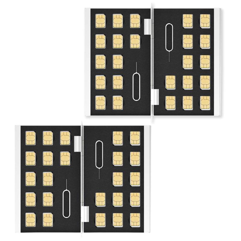  nanoSIMカードケース 24枚収納 SIMピン収納 ナノSIMカードケース アルミ合金製 SDカード収納 メモリーカードケース コンパクト 携帯用 保管ケース シルバー