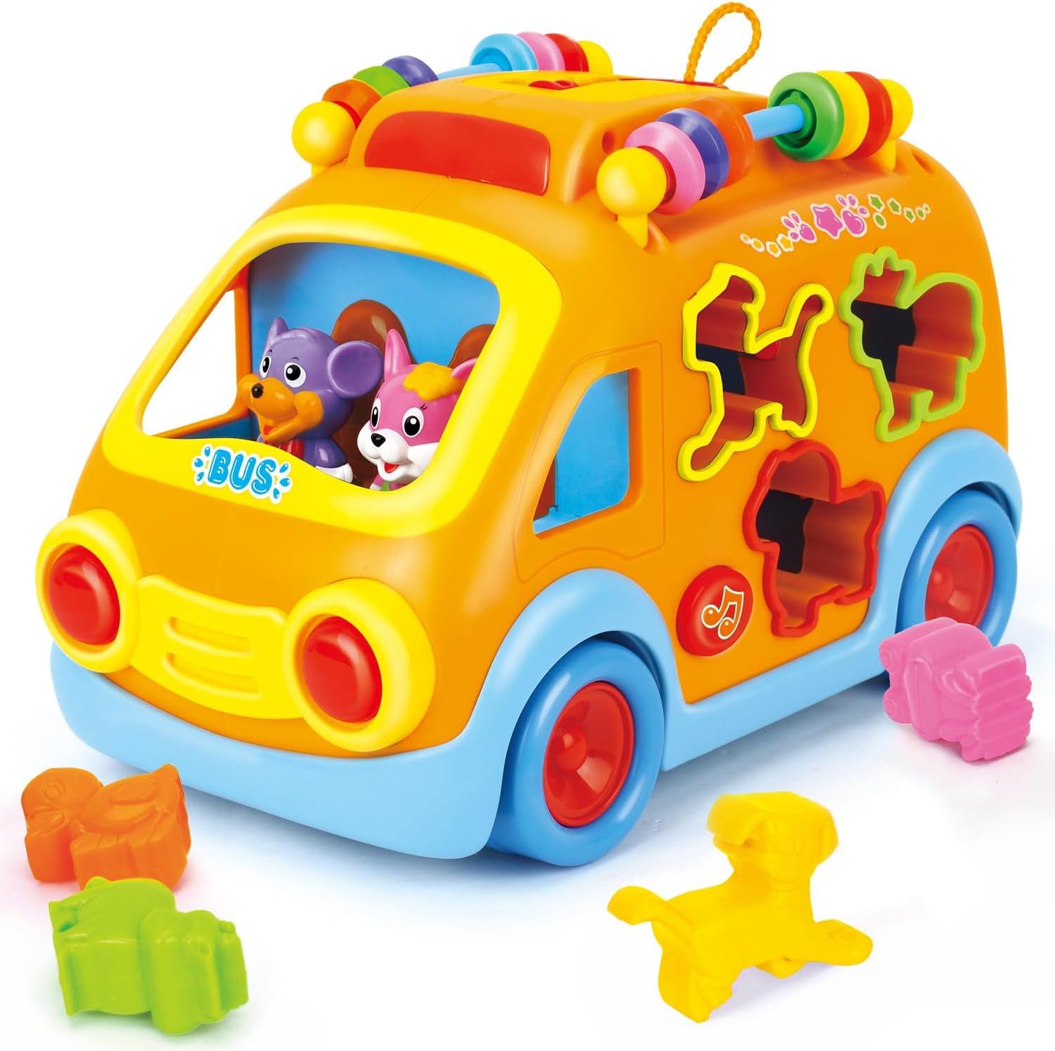 Rakuten - 車おもちゃ 多機能バス 子供 ミュージックカー はめこみ・形合わせ ボックス 知育玩具 早期開発 指先訓練 音楽おもちゃ 男の子 女の子 誕生日 プレゼント 室内遊び アクティビティキューブ