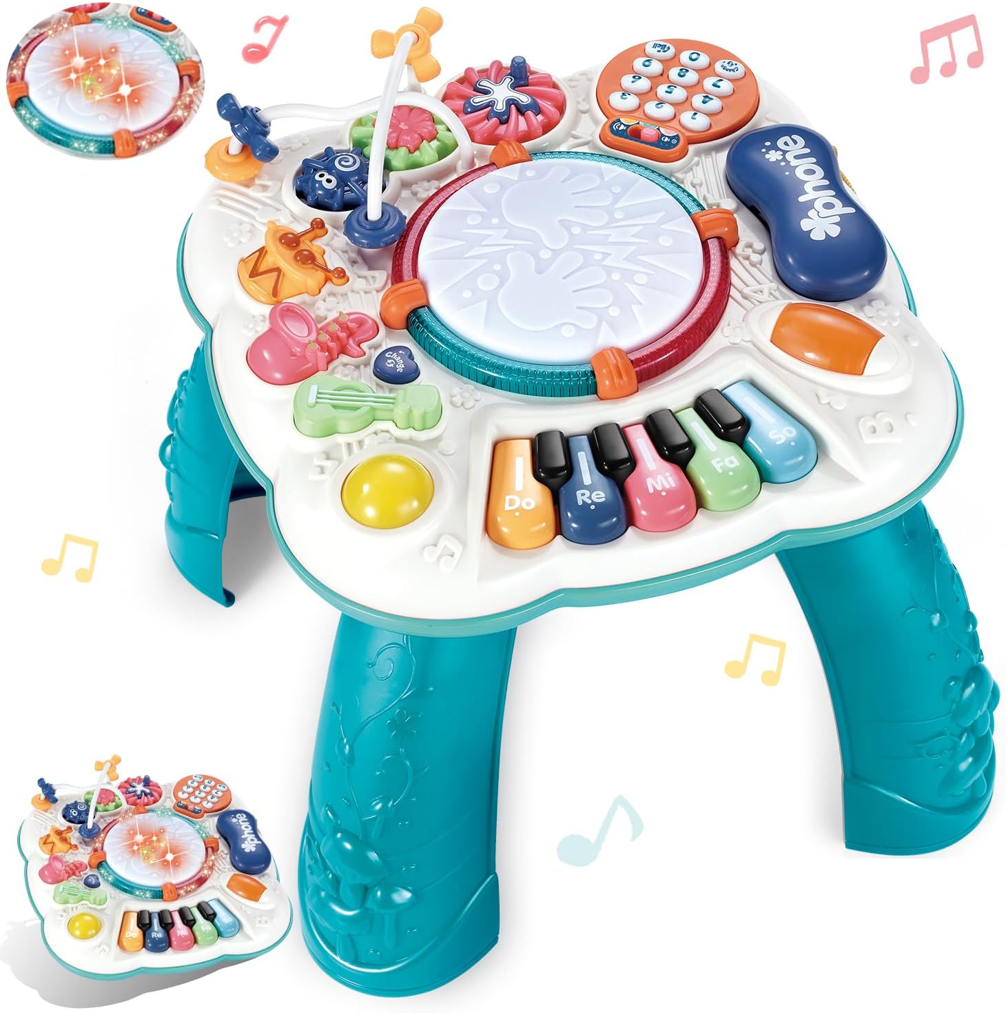 【20%0FF期間限定ク一ポン配布中】音楽おもちゃ 子供 多機能 ミュージカルテーブル 子ども 早期開発 ビーズコースター ルーピング 知育玩具 ピアノ・鍵盤楽...