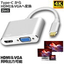 USB Type C to HDMI VGA アダプター 2in1 HDMI VGA同時出力 高速転送 USB-C Thunderbolt 3対応 Type-C to HDMI 4Kx2K/30Hz VGAアダプター MacBook/ipad/Google Chromebook Pixel/Huawei Mate/Lenovo Yoga/Samsung Galaxy などUSB C デバイス対応 シルバー