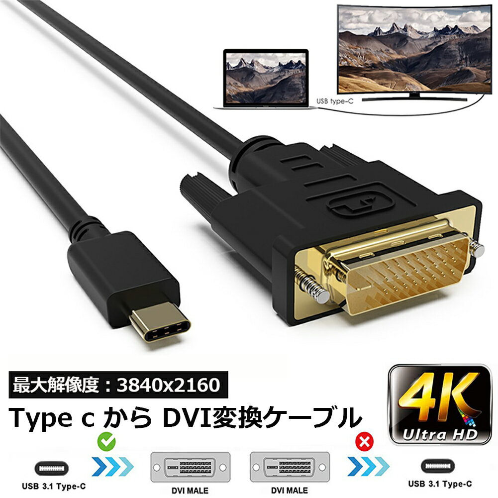 USB Type-C DVI-D 変換 ケーブル 1.8m Thunde