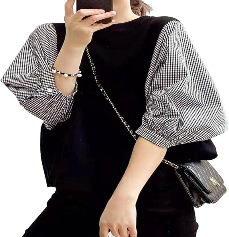 Rakuten - ブラウス シャツ レディース トップス 七分袖 半袖 夏服【ゆったり/着痩せ/チェック柄/柔らか】カットソー 普段着 かわいい 洋服 婦人服 おしゃれ 春 夏 秋 ファッション カジュアル/オフィス/通勤
