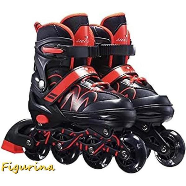 ローラーシューズ インラインスケート ローラースケート 光るタイヤ クワッドスケート 発光 サイズ調整..