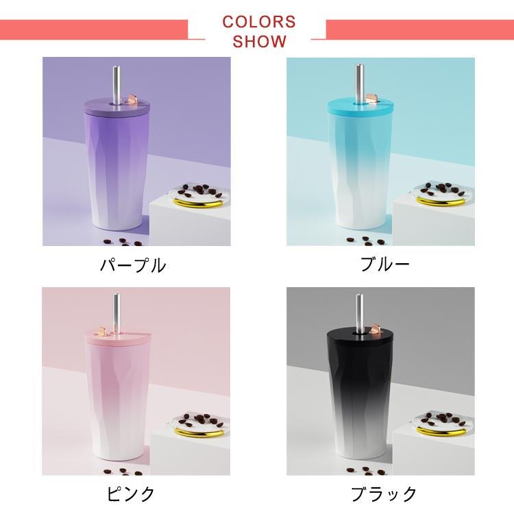 タンブラー保温 保冷 蓋付き 真空断熱 ステンレスタンブラー ストロー付き 水筒 600ml グラデーション おしゃれ 大容量 マグカップ コーヒーカップ 二重構造 結露しない マグボトル 通勤 通学 ドライブ アウトドア 遠足 キャンプ 送料無料 hitsujiza2-10004845 ひつじ座Shop楽天市場店 サンプル画像2