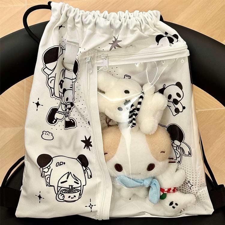 ひつじ座Shop楽天市場店のレディース リュックサック 軽量 透明 リュック 痛バッグ 大容量 かわいい 見せバッグ 推し活 女の子 痛バ 缶バッチ 通学 通勤 中学生 クリア おしゃれ 小学生 痛リュック 高校生 大きめ デイパック｜アングル2