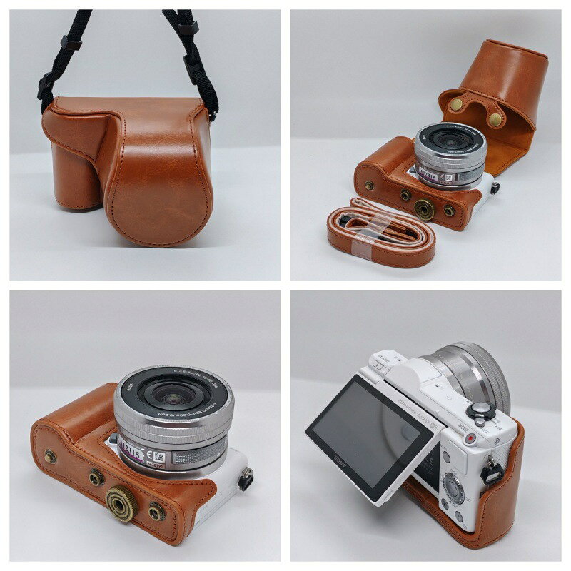 ひつじ座Shop楽天市場店のカメラバッグ ソニーA5000 A5100 NEX3N対応 カメラケース 保護カバー ショルダーバッグ ストラップ付きフルボディカメラPUレザーケースバッグ｜アングル2