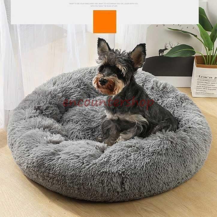 SmalSize L - 犬ベッド 猫ベッド ふわふわ 丸型 クッション ドーナツペットベッド ぐっすり眠る 猫用 小型犬用 もこもこ 暖かい 滑り止め 防寒 寒さ対策 洗濯可能 子犬 猫用 サイズ選択可
