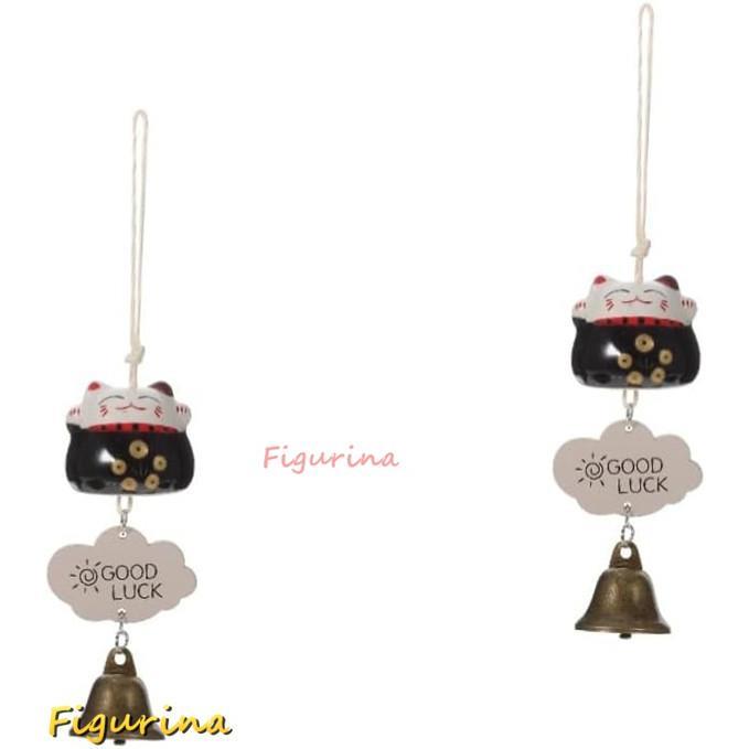 2個 招き猫風鈴 日本の窓チャイム 幸運を祝福する飾り 屋外の風鈴 漫画の風鈴 鈴を吊るす日本猫 飾り風鈴 祈りの風鈴 招き猫飾り セラ