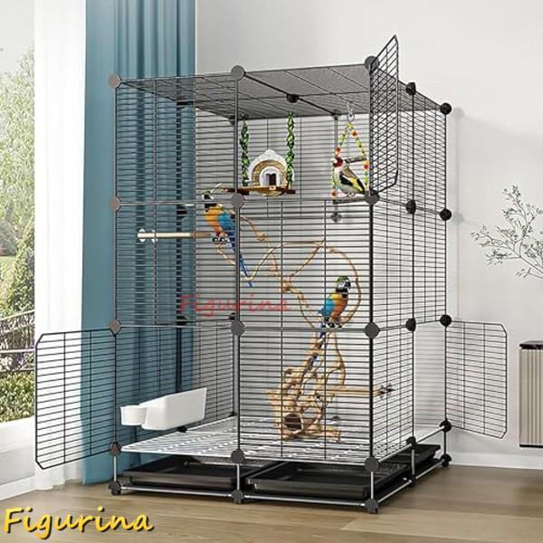 大型鳥かご 鳥籠 鳥 ケージ インコ ケージ 屋内 屋外用金属製鳥かご 大型オウムケージ 鳥かご 取り外し可能なトレイ付き - 中型の小型鳥 オウム ラブバードフィンチインコ オカメインコ用