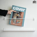 【訳あり OUTLET シープホワイト】アイアンの壁掛けマガジンラック 白(アイボリー) 500mm(幅50cm) 鉄製 ウォールラック ディスプレイラック壁付け レール型 ガード付 表紙が見えるインダストリアル日本製