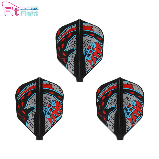 乐天商城 - COSMO DARTS(コスモダーツ) Fit Flight(フィットフライト) Printed Series Colorful Reaper シェイプ Dブラック　(ダーツ フライト)