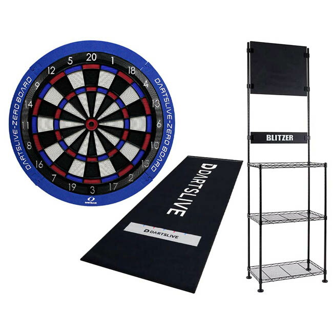 DARTSLIVE-ZERO BOARD ＆ BLITZER ダーツスタンド BSD21-BK ＆ DARTSLIVE 防炎ラベル付スローマット (ダーツセット ダーツ ボード ダーツ スタンド 防災スローマット dartboard)