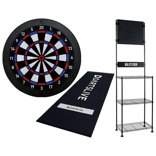 【セット商品】DARTSLIVE Home ダーツライブホーム & BLITZER ダーツ スタンド BSD21-BK & DARTSLIVE3 防炎ラベル付スローマット (ダーツ ボード ダーツセット ソフトダーツボード ダーツライブ)