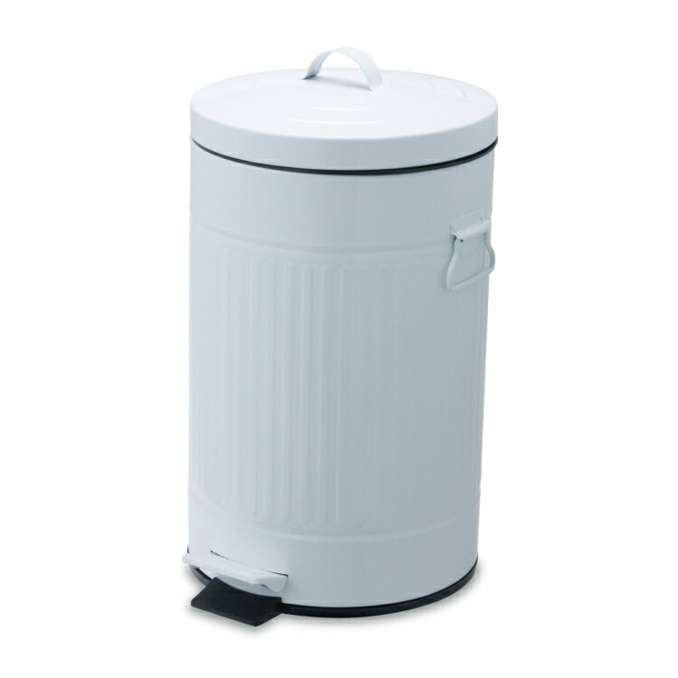 ペダルピン 12L ゴミ箱 ごみ箱 ダストボックス ラウンド ホワイト ライトグリーン アイボリー ネイビー ブラック トラッシュ缶 蓋つき ふた ペダルつき おしゃれ ナチュラル 北欧 アーリーアメリカン モダンリビング インテリア ブリキ レトロ