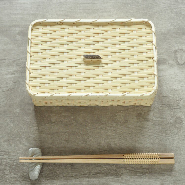 【お取り寄せ商品】ゴザ目弁当（大）竹弁当　竹かご弁当箱　弁当箱　白竹ゴザ目弁当 ランチ ナチュラル 天然素材 エコ キャンプ 運動会 イベント 行事 行楽 ピクニック