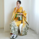 【レンタル】 【2026年成人式利用不可】 振袖 成人式 女性 振袖セット 着物 結婚式 振袖&袋帯 フルセットレンタル 安い レトロ 大正浪漫 【振袖20点セット 正絹 アンティーク 絵羽 黄色】