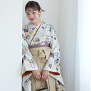 【レンタル】 卒業式 袴 着物 17点セット ひよこ商店 袴91cm(身長153-158cm) 袴 卒業式 フルセット 花 大学生 レディース ライトグレー 女性 ladies グレイッシュに花結び 二尺袖着物 はかま フルセット 重ね衿縫い付済 専門学校 謝恩会 足袋プレゼント