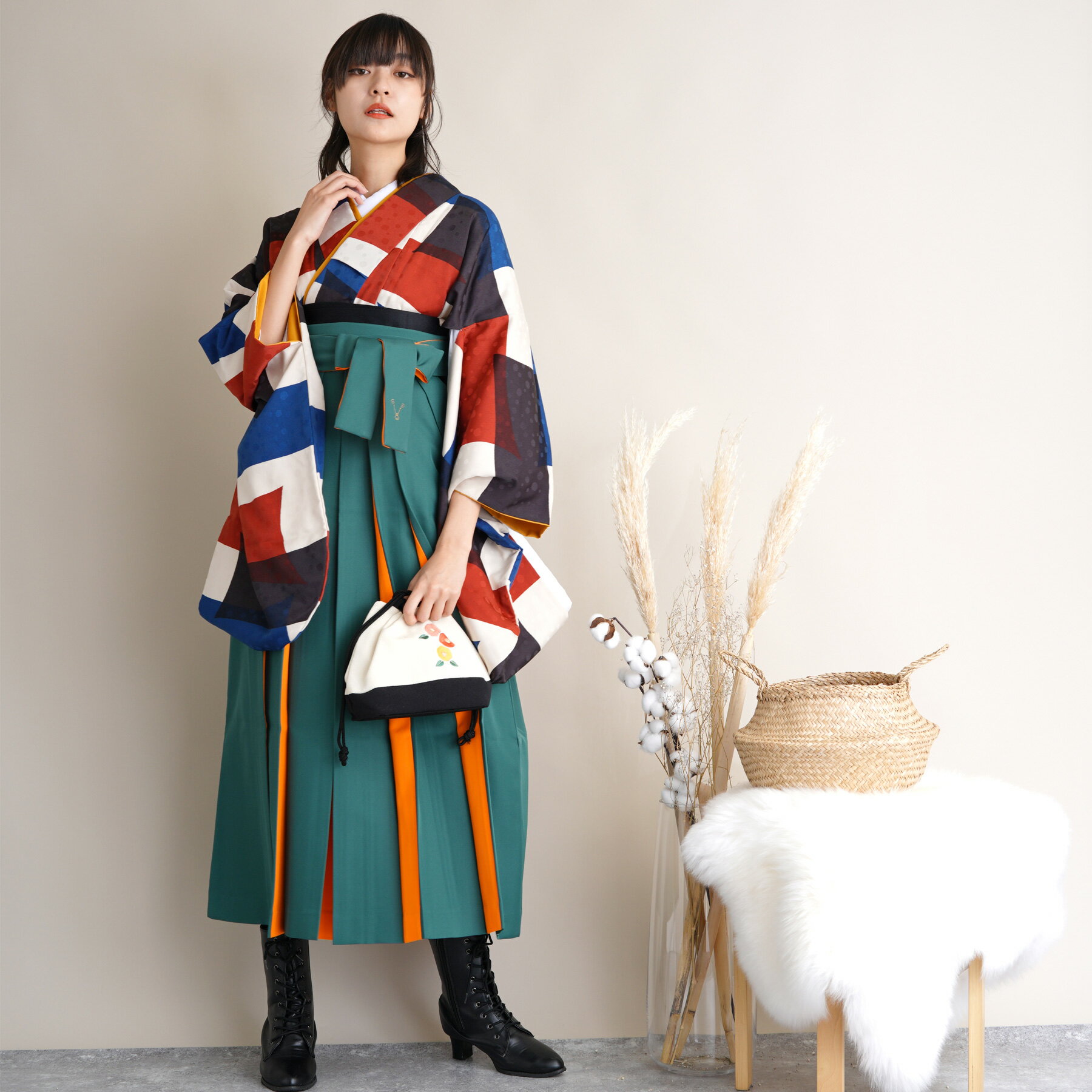 【レンタル】 卒業式 袴 レンタル セット 着物 袴セット レトロ 二尺袖 着物 袴 レトロ 大正浪漫 モダ..