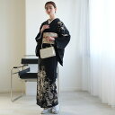 【レンタル】 訪問着 レンタル 結婚式 着物レンタル 20点セット 身長153-168cm 訪問着 フルセット 花 女性 黒系 女性 ladies ブラック 茶...