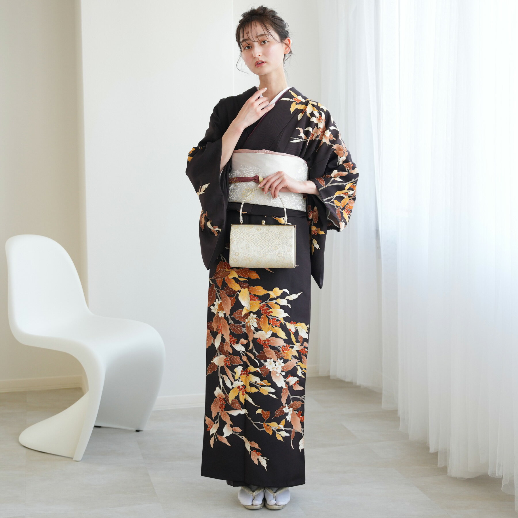 【15％OFF】【レンタル】訪問着20点フルセット 訪問着 結婚式 参列 ゲスト 卒業式 お茶会 食事会 入学式 フォーマル お宮参り 七五三 観劇 園遊会 祝賀会 女性 着物 母親 着物＆袋帯 濃茶系 西陣織帯 枝 花 実 葉 フルセット 安い 新品足袋プレゼント 往復送料無料