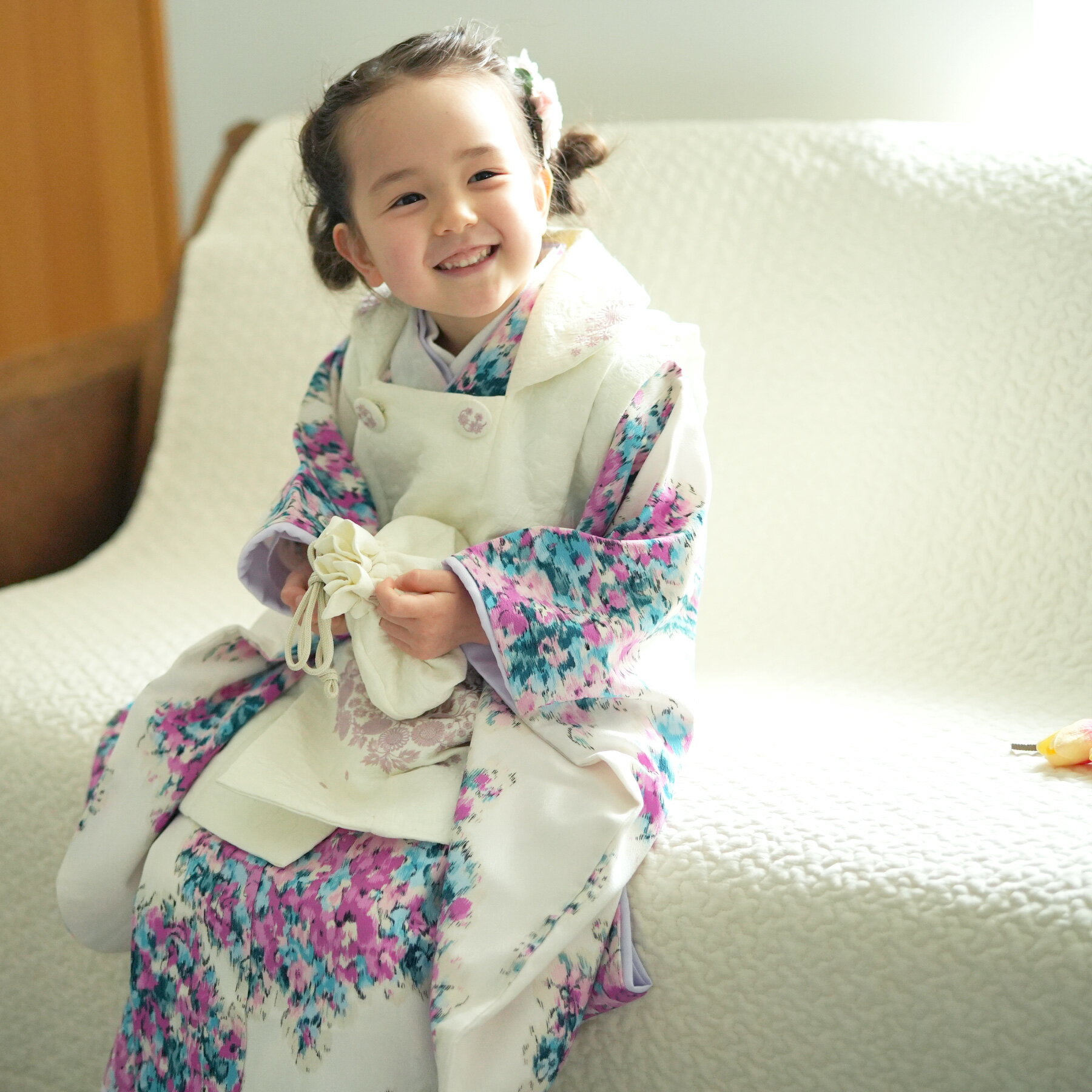 【レンタル】 七五三 3歳 着物 セット JILL STUART ジルスチュアート 被布 祝着 着物 三歳 三才 3才 着物 被布コート 重ね衿 長襦袢 髪飾り...