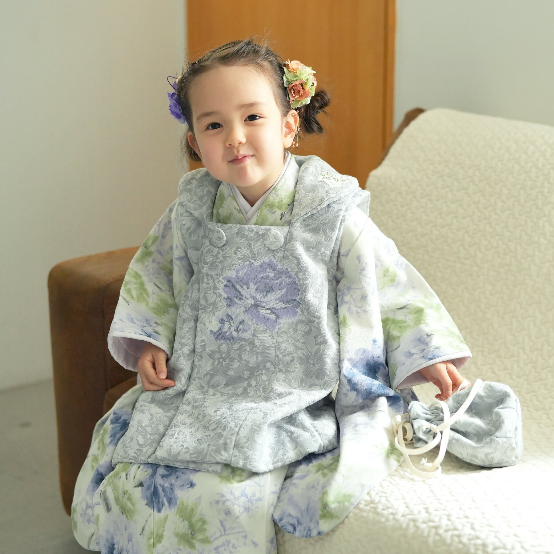 楽天ひよこ商店【レンタル】七五三 セット 3歳 JILLSTUART ジルスチュアート ブランド 祝着 お祝い着 着物 七五三 お正月 初詣 雛祭り 三歳 レンタル 女の子 被布コート 被布セット フルセット 安い レトロ 大正浪漫 モダン かわいい 新品足袋プレゼント
