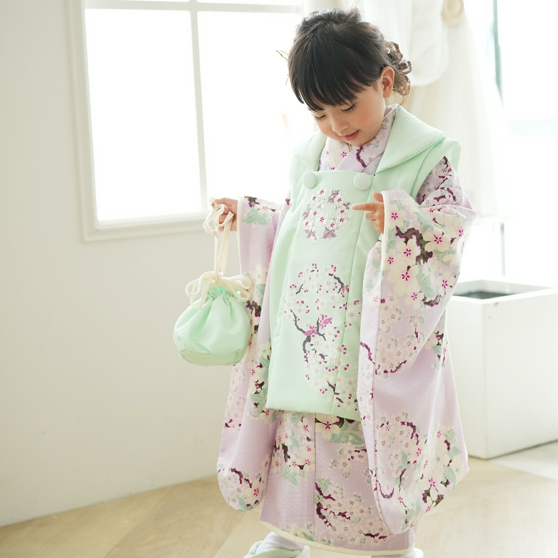 【レンタル】七五三 3歳 着物 セット NATURAL BEAUTY ナチュラルビューティー ブランド 祝着 お祝い着 着物 七五三 お正月 初詣 雛祭り 三歳...