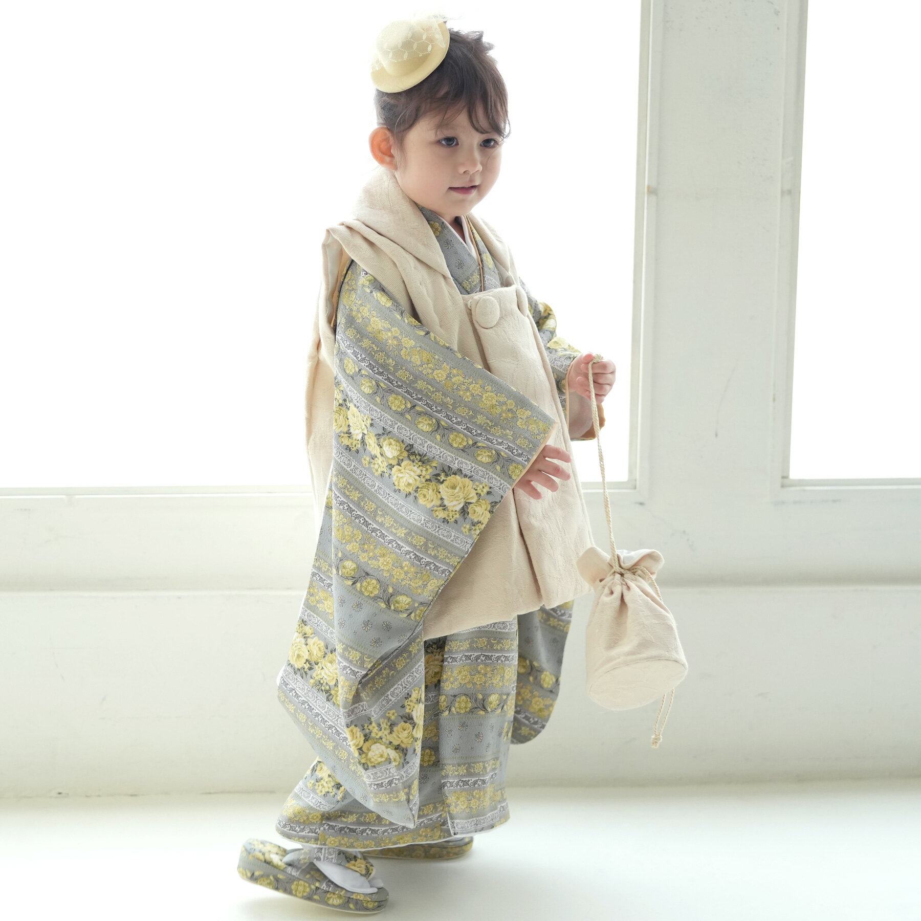 【レンタル】 七五三 3歳 着物 セット utatane 88cm-105cm前後 七五三 フルセット 花 被布セット ミント系 子供 kids 緑 グリーン ...