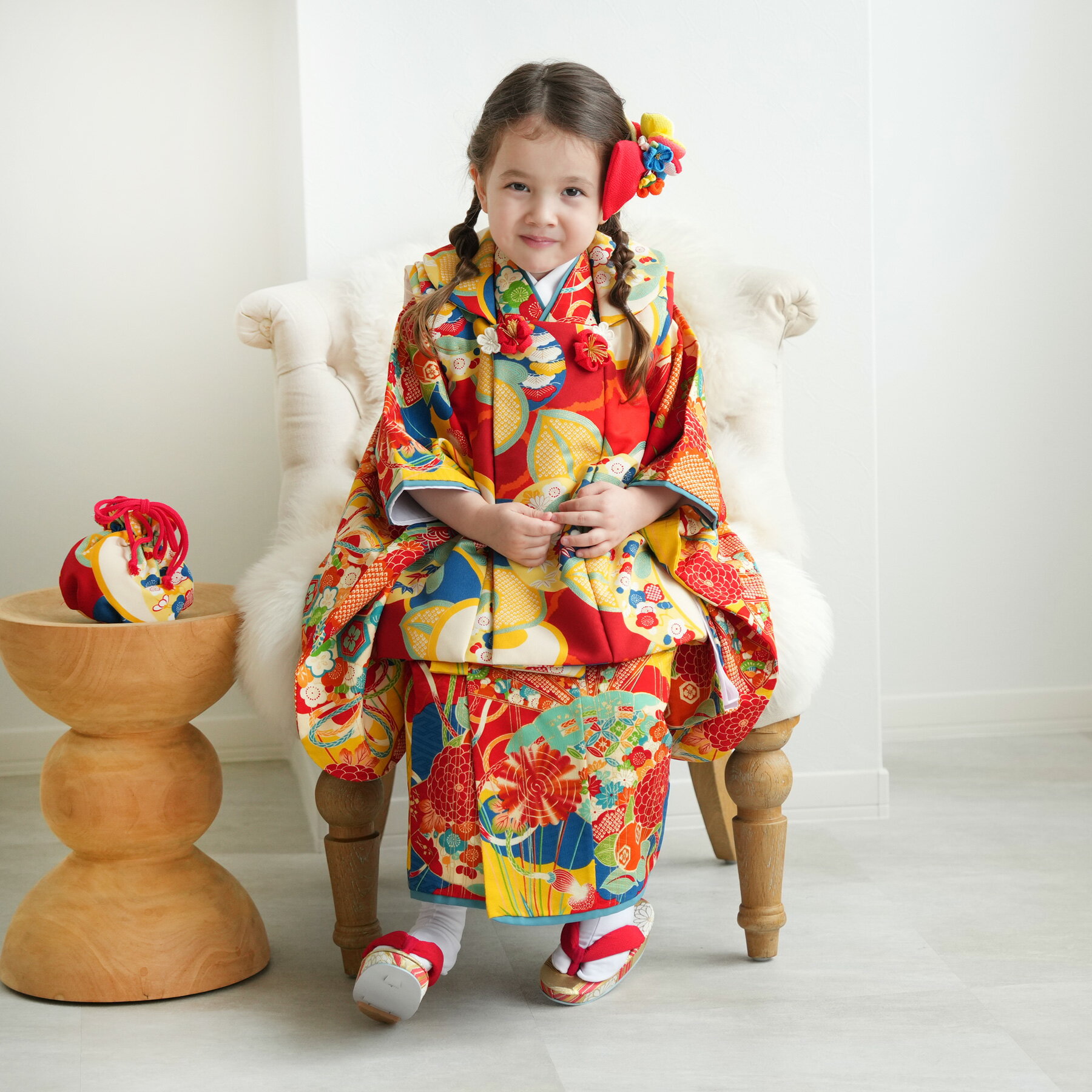 【レンタル】 【利用可能期間 2025/12/28以降】 七五三セット LOWRYS FARM ローリーズファーム ブランド 雲に橘 赤 青 和柄 レトロ 菊 ...