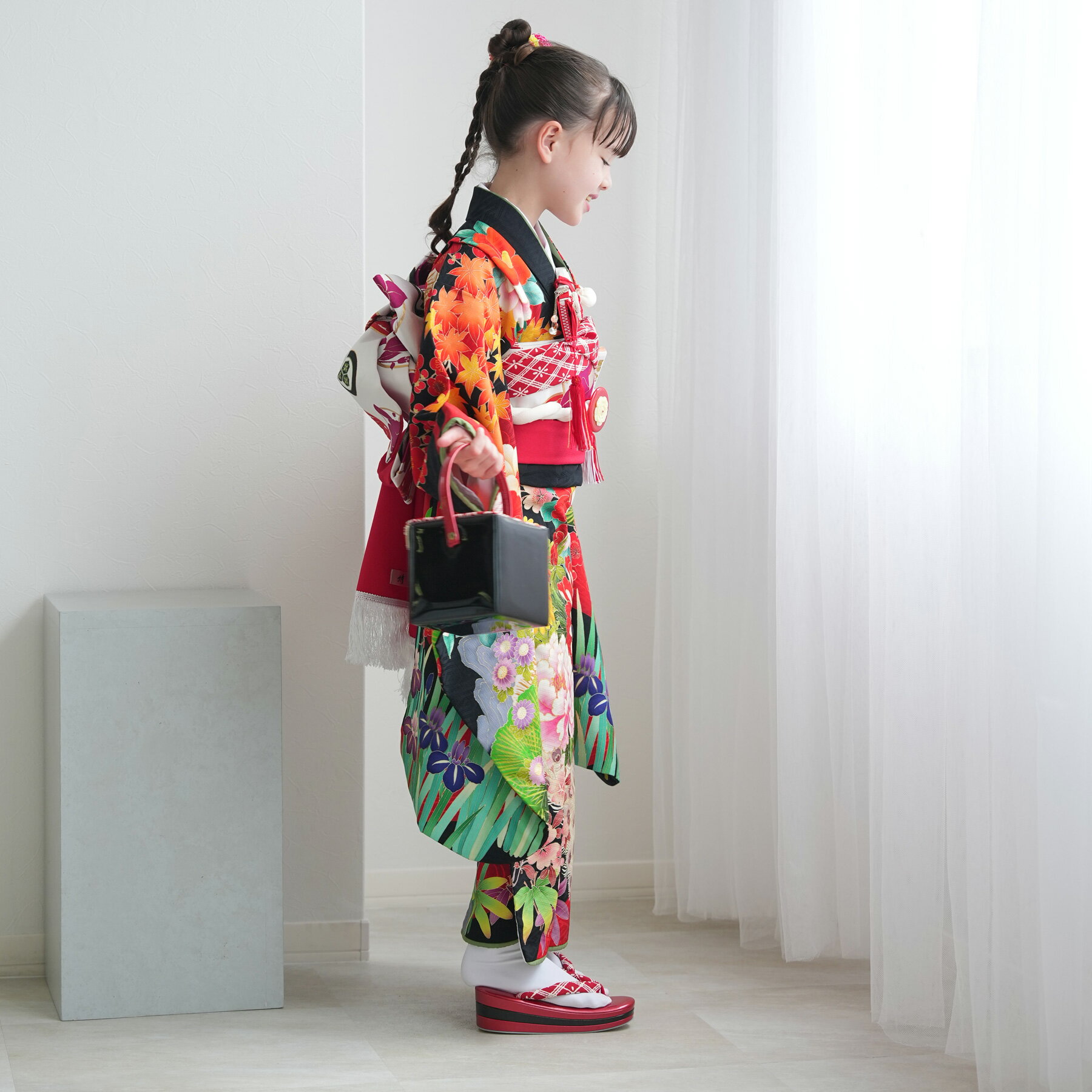 【レンタル】七五三 7歳 着物 セット 九重×中村里砂 ブランド 絵羽 祝着 7歳 お祝い着 着物 七五三 お正月 初詣 雛祭り 七歳 レンタル 女の子 女児 女 四つ身 フルセットレンタル 安い レトロ 大正浪漫 モダン かわいい 新品足袋プレゼント