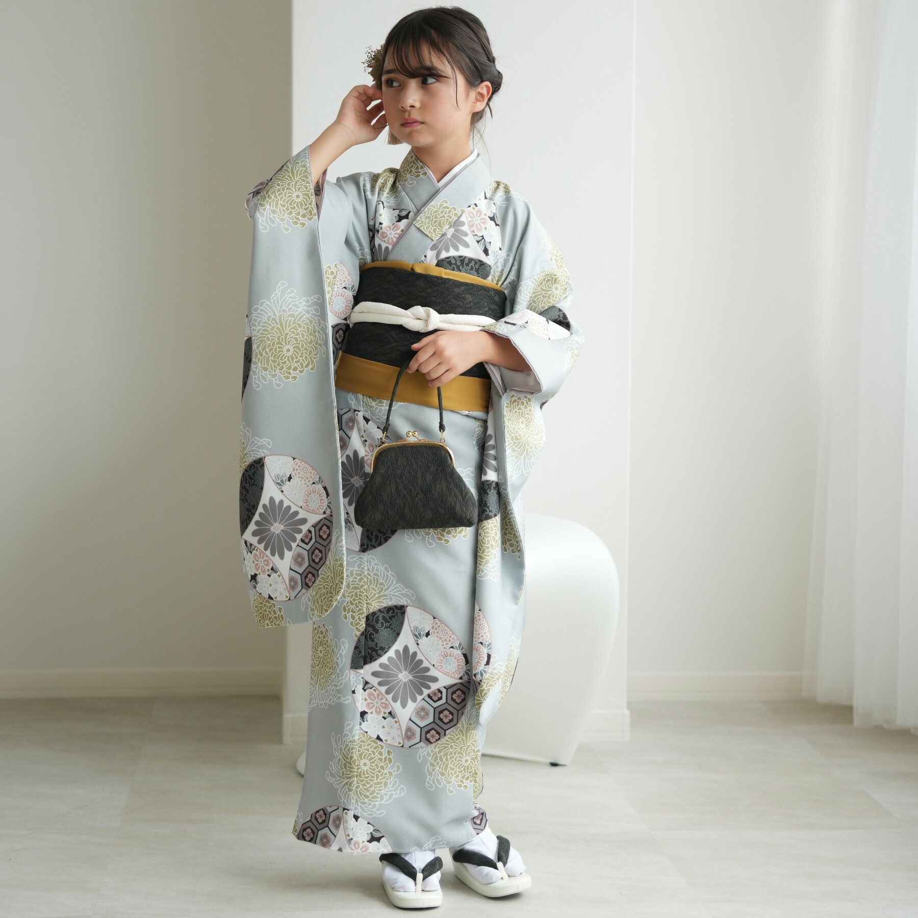 楽天ひよこ商店【レンタル】【ひよこ商店 10歳 振袖セット 女の子 ミント七宝】 ハーフ成人式 ジュニア 着物セット 子供 kids 十歳 十才 女児 着物 1/2成人式 日本製作り帯 長襦袢 志古貴 草履 バッグ 135cm-145cm前後 新品足袋プレゼント 往復送料無料