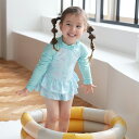 【キッズ水着 長袖ラッシュガードワンピース 女の子 子供用 リボン柄】紫外線対策 UVカット フリル プール 水遊び 海水浴 幼稚園(4)