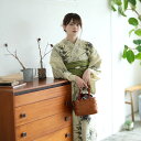 【utatane 綿麻 高級変わり織り浴衣3点セット リネン麻混・京美人花とモダン麻の葉柄】 ゆかた 帯 下駄 セット レディース フリーサイズ 麻の葉 ベージ...