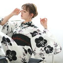 浴衣 セット 【 utatane 高級変わり織 浴衣3点セット ( ゆかた・帯・下駄 ) きなりに黒梅モダン 】 フリーサイズ 昭和初期アンティーク復刻版 ニュアンスカラー レトロ 上質 国産生地 国内染色