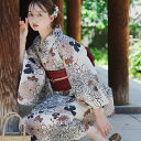 【utatane 高級変わり織 浴衣3点セット 先染めベージュ風 ブラウンの菊づくし】フリーサイズ 浴衣セット(ゆかた・帯・下駄) 古典 ここでしか買えない昭和...