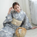 【utatane 高級変わり織 浴衣3点セット 上品グレーの古典花】フリーサイズ 浴衣セット(ゆかた・帯・下駄)古典 レトロ ここでしか買えない昭和初期アンティ...
